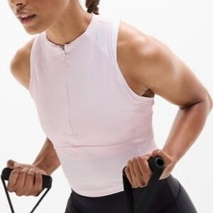 Athleta Crosstrain Zip Tank | Small | NWT | Shell Pink | Cropped Athletic Top